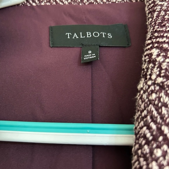 Talbots Tweed Double Button Jacket Color: Eggplant and White Condition: Like New - Picture 5 of 9